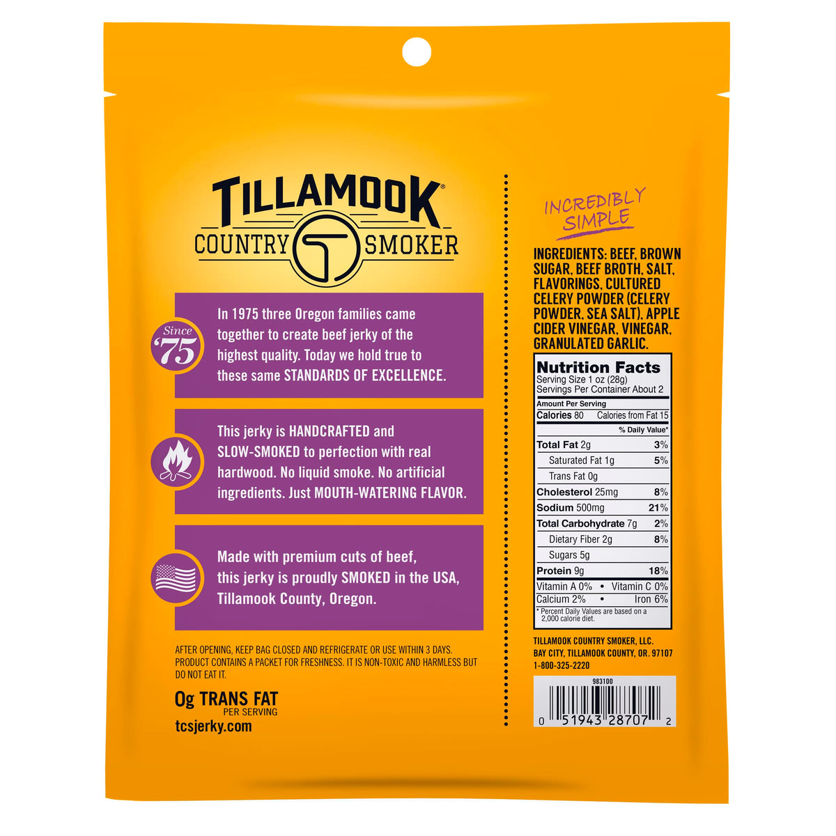 TILLAMOOK COUNTRY SMOKER Spicy & Sweet / 2.5 Ounce (Pack of 1) / 1 Jerky