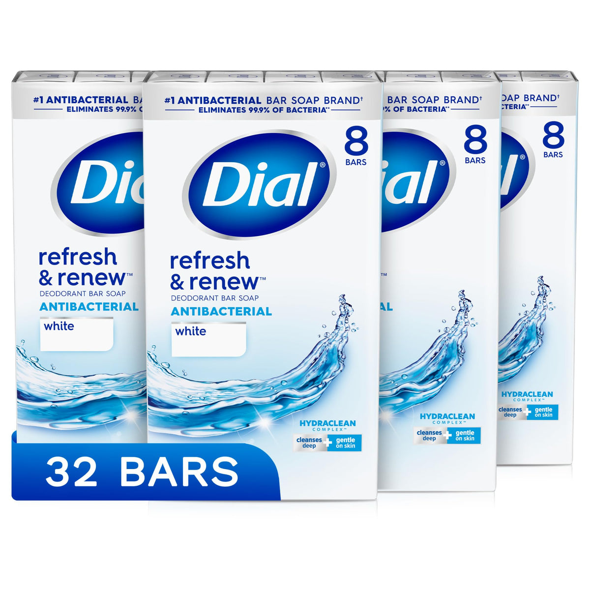 Antibacterial Bar Soap 32 Pack & Liquid Hand Soap 4 Pack - Refreshing White Tea Scent by Dial – Commercial Grade