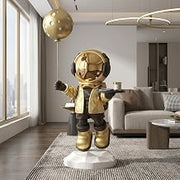 Astronaut Floor Sculpture, Spaceman Figurine Statue with Tray Top for Home Decoration