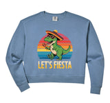 Womens Let's Fiesta Comfort Colors Crop Sweatshirt by Mexican Fiesta Cinco De Mayo Tacos – Cotton Blend, Black, Model JR0QWQTF99B