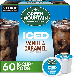 Green Mountain Coffee Roasters ICED Vanilla Caramel, Single Serve Keurig K-Cup Pods, Flavored Iced Coffee, 60 Count (6 Packs of 10)