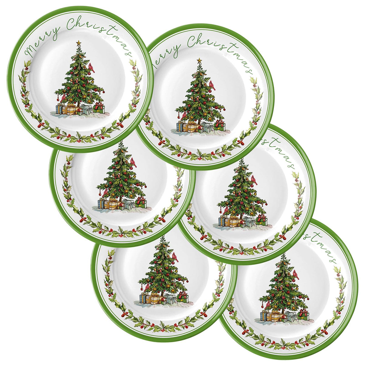 Loyim Melamine Christmas Plates, 8 Inch, Set of 6