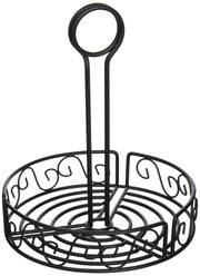 7 1/2" Black Round Wire Condiment Caddy by Winco – Medium, Alloy Steel, Black, Model WBKH-7R