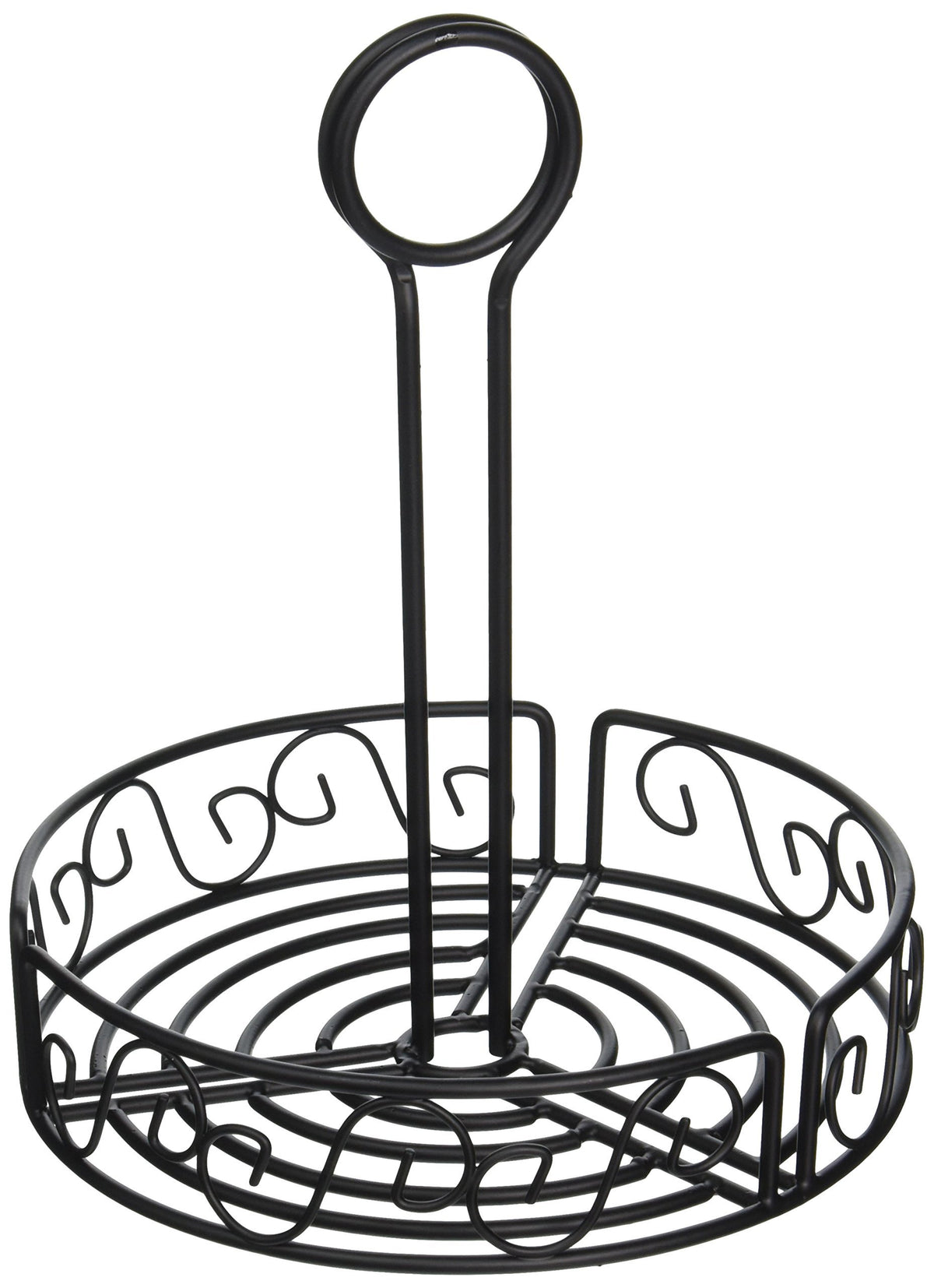 7 1/2" Black Round Wire Condiment Caddy by Winco – Medium, Alloy Steel, Black, Model WBKH-7R