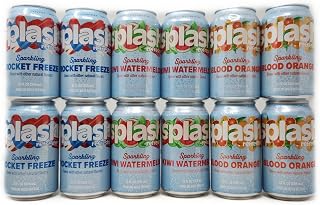 12 Pack Variety of Zero Calories, Sugar - Sparkling Splash Refresher 12oz Cans Rocket Freeze, Kiwi Watermelon, Blood Orange