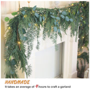 9ft Real Touch Norfolk Pine Garland with Tassels by EnnbeRuu – 9FT, Polyethylene (PE), Green, Model TT13-9FT