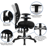 Nicholas Mid-Back Black Mesh Multifunction Executive Swivel Ergonomic Office Chair with Adjustable Arms by Flash Furniture – 4 Pack, Model 4-HL-0001-GG