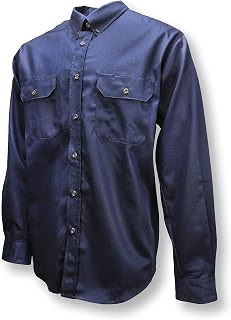 Radians VolCore Long Sleeve Cotton Button Down Fire Resistant Shirt, FRS-003, Navy, Large