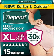 Depend Fresh Protection Adult Diapers for Women, XL, 15 Count