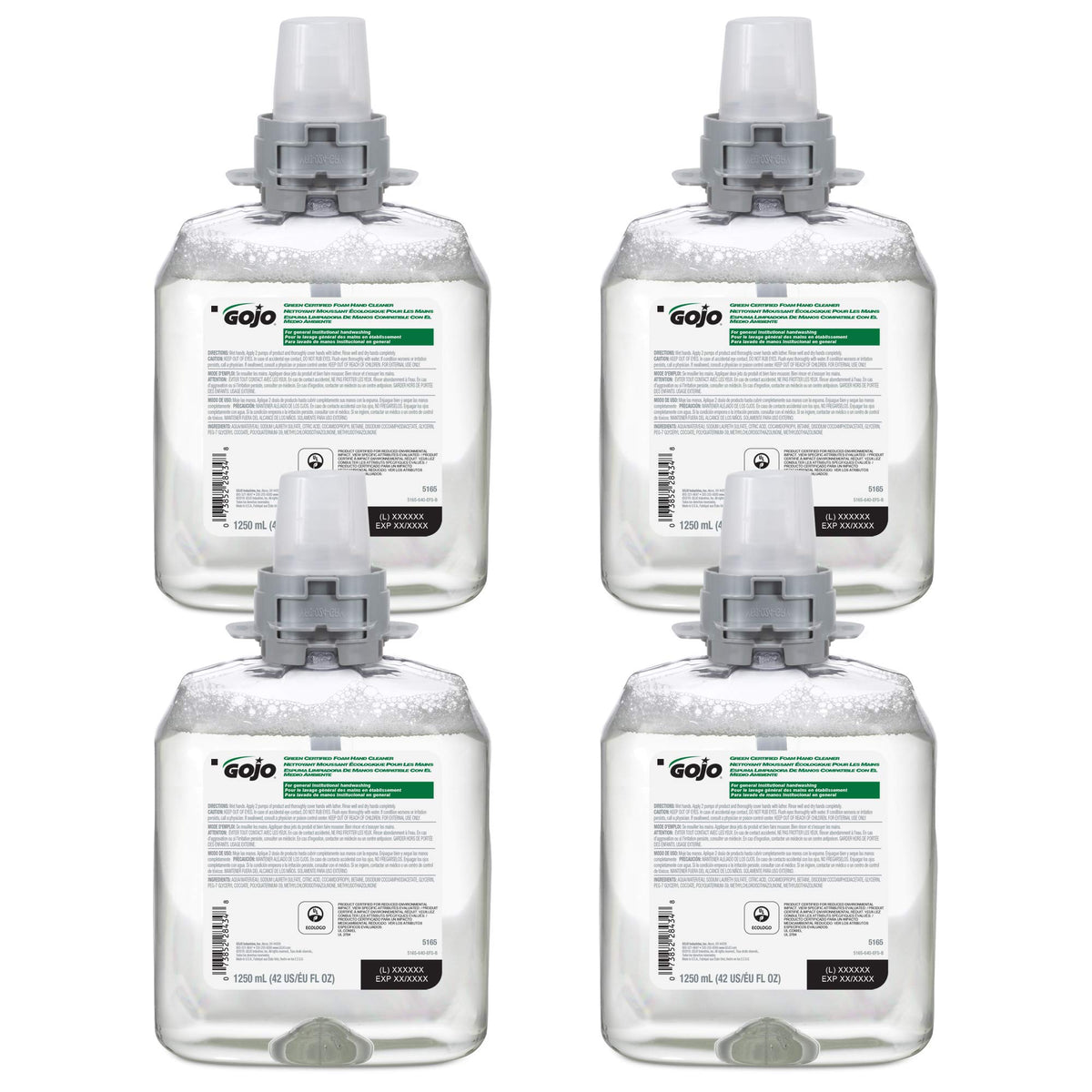 FMX-12 Foam Soap Refill by GOJO – 42 Fl Oz (Pack of 4), Bamboo, Clear, Pack of 4, Model 5165-04
