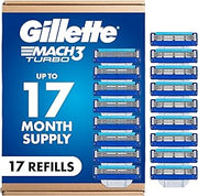 Gillette Mach3 Turbo Mens Razor Blade Refills, 17 Count