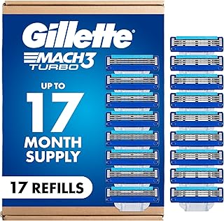Gillette Mach3 Turbo Mens Razor Blade Refills, 17 Count