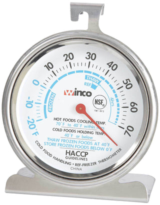 3" Dial Refrigerator/Freezer Thermometer by Winco – 3 inch Dial, silver, Model TMT-RF3
