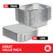 Stock Your Home 30 Pack w/ Lids / Silver / With Lids Disposable Cookware