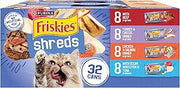 Friskies Purina Savory Shreds Wet Cat Food Variety Pack, (32) 5.5 oz Cans