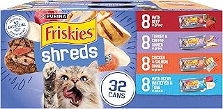 Friskies Purina Savory Shreds Wet Cat Food Variety Pack, (32) 5.5 oz Cans