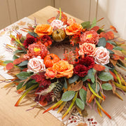Hey Beky Autumn Wreath, 26 Inch Diameter, Pink Harvest
