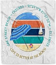 3dRose American Beaches - Oak Street Beach, Chicago, Illinois Travel Gift Silktouch Minky Blanket