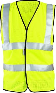 OccuNomix LUX-SSCOOLG-YL High Visibility Premium Mesh Dual Stripe Classic Safety Vest, Class 2, 100% ANSI Polyester Tricot with 2” 3M Scotchlite Reflective Material, Yellow, Large