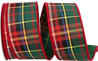 Reliant Ribbon Plaid Classic Deluxe Wired Edge Ribbon, Multi