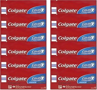Colgate Cavity Protection Regular Mint Flavored Toothpaste - 0.15 oz per Sachet, Pack of 12