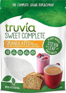 Truvia Sweetener Stevia Calorie Free, 16 Ounce | Stevia leaf & erythritol; 3/4 tsp = 2 tsp sugar; non-GMO, gluten-free, kosher; keto & diabetic; for baking, coffee