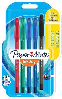 Paper Mate InkJoy 100ST Ballpoint Pens | Fine Point (0.7mm) | Assorted Classic Colours | 5 Count