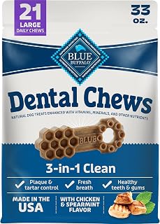 Blue Buffalo Chicken & Spearmint Large Dental Chews, 33 oz, 21 ct