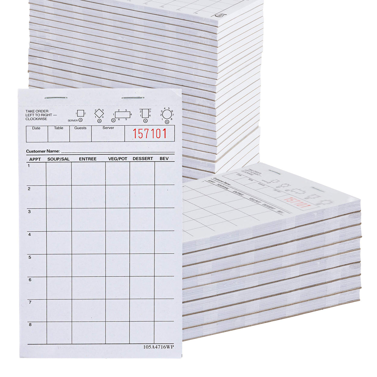 White Guest Check Pads (100 Count) - 1 Part Guest Check Pads - Server Notepads and Waitress Order Pads - Check Pads for Diners by Stock Your Home – 4.25 x 7.75, Paper, Model 1690