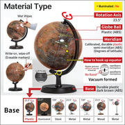 Explorer Gray Moon/Red Mars 2 Globe Set by Mapsoft – 21.3"D x 13.4"H x 11.4"W, Plastic (ABS), Moon Globe - Gray / Mars Globe - Red, Pack of 2, Model 2MR-24
