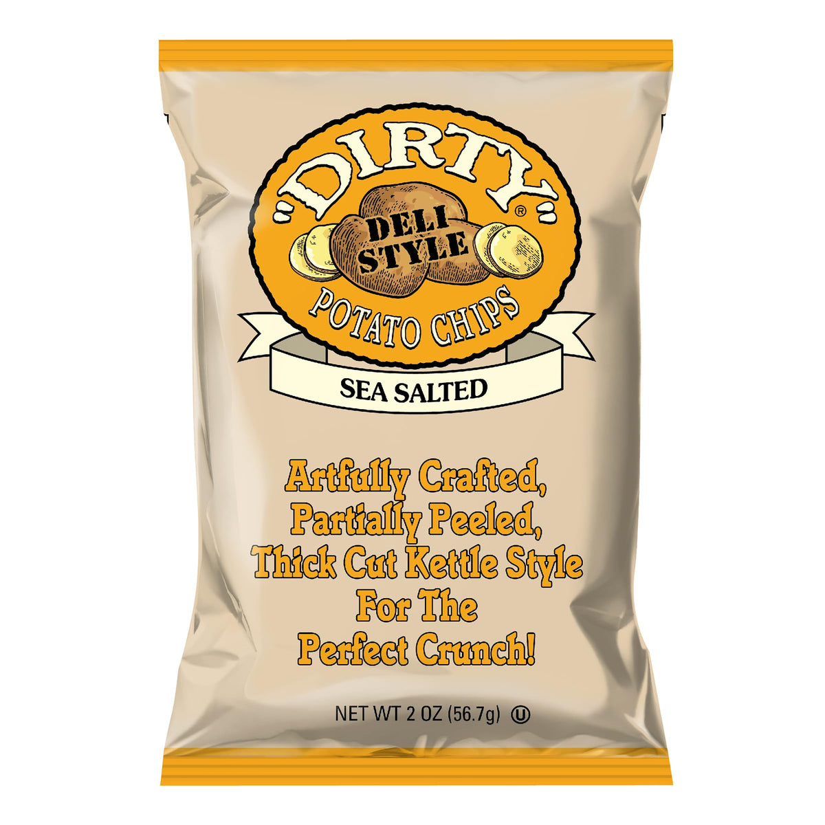Dirty Kettle Sea Salted Potato Chips by Dirty Potato Chips – 2 Ounce (Pack of 25), Yellow, Pack of 25, Model 083791520018
