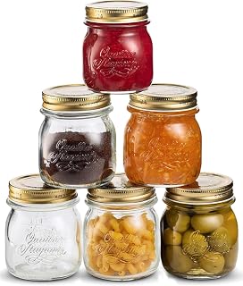 Bormioli Rocco Quattro Stagioni Mason Jar - ClearGold, 8.5 Oz, Set of 6