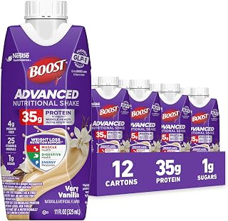 BOOST Advanced Nutritional Protein Shake, Very Vanilla, 12-11 FL OZ Cartons