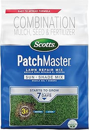 Scotts PatchMaster Lawn Repair Mix Sun + Shade Mix, 4.75 lbs. | Combination Grass Seed, Grass Fertilizer, and Mulch, Lawn Patch Repair