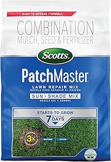 Scotts PatchMaster Lawn Repair Mix Sun + Shade Mix, 4.75 lbs. | Combination Grass Seed, Grass Fertilizer, and Mulch, Lawn Patch Repair