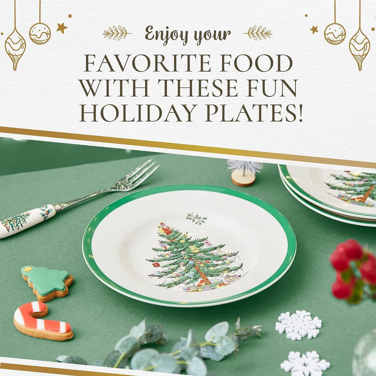 Spode Christmas Tree Salad Plates, Set of 4, 8 Inch
