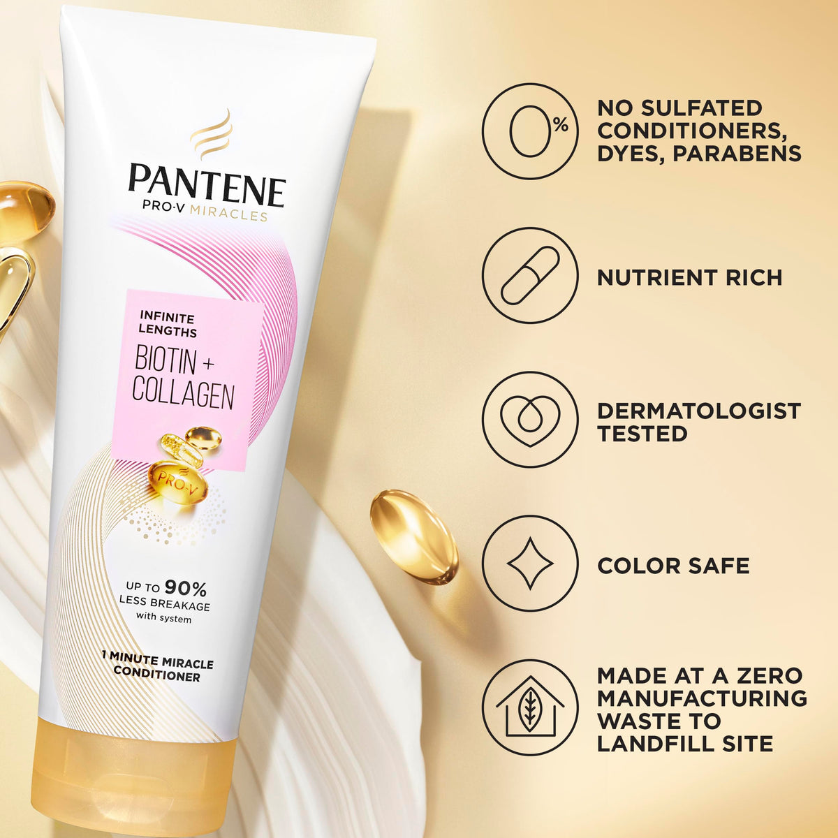 Pro-V Miracles Infinite Lengths Biotin + Collagen 1 Minute Miracle Conditioner 10.9 FL OZ by Pantene – 10.9 Fl Oz (Pack of 1),, Model 1065150560