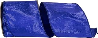 Reliant Ribbon Metallic Dupioni Texture Colors Wired Edge, Royal, 4 Inch, 10 Yards