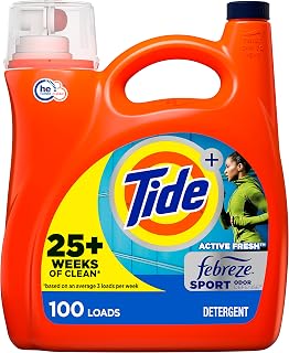 Tide Plus Febreze Sport Odor Defense He Turbo Clean Laundry Detergent Liquid Soap, 154 Fl Oz, 100 Loads