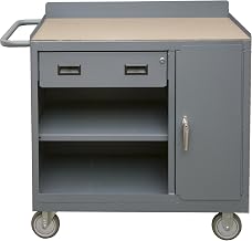 Durham 2212A-TH-LU-95 Mobile Cabinet with Drawer Lockable Storage Compartment, Tempered Hard Board Top, 36" Wide, 1200 lb Capacity