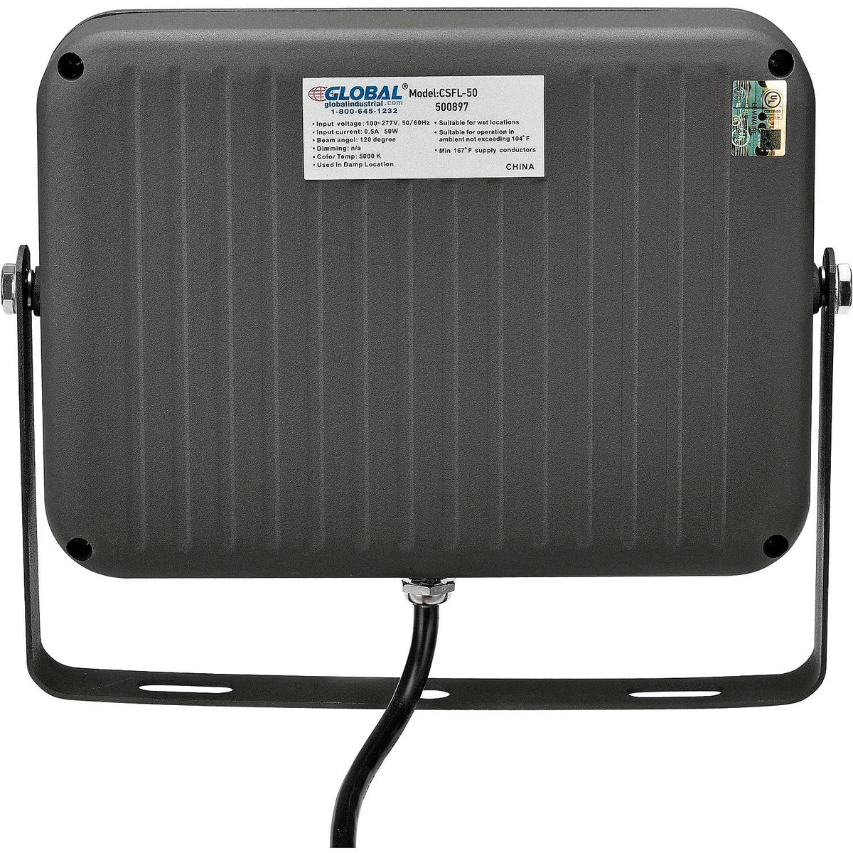 LED Flood Light by Global Industrial – 9.5"L x 1.65"W x 6.61"H, Die Cast Aluminum Housing, Bronze, Model CSFL-50-5K