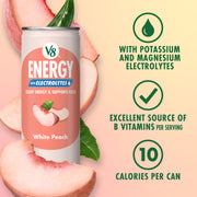 Energy White Peach with Electrolytes Beverage by V8 – Pack of 6 (8 Fl Oz), Model 200000029746