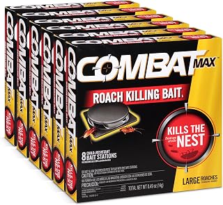 Combat Max Large Roach Killing Bait Stations, Child-resistant, 8 Count (Pack of 6)