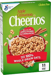 Cheerios Apple Cinnamon Cereal, Gluten Free, Whole Grain Oats, 11 oz | Apple Puree & Cinnamon Flavor, 21g Whole Grain, May Help Lower Cholesterol, Good Source of 12 Vitamins