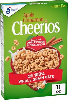Cheerios Apple Cinnamon Cereal, Gluten Free, Whole Grain Oats, 11 oz | Apple Puree & Cinnamon Flavor, 21g Whole Grain, May Help Lower Cholesterol, Good Source of 12 Vitamins