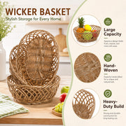 YIMITEE Plastic Oval Basket, 10 Inch by 7.5 Inch by 4 Inch, Natural, Set of 10
