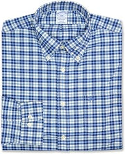 Brooks Brothers Mens Regular Fit Nylon Stretch Plaid Button Down Shirt,