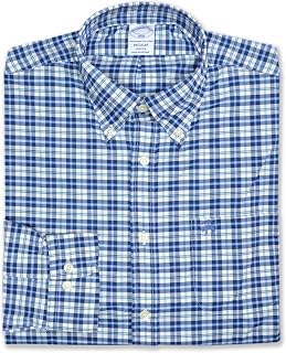Brooks Brothers Mens Regular Fit Nylon Stretch Plaid Button Down Shirt,
