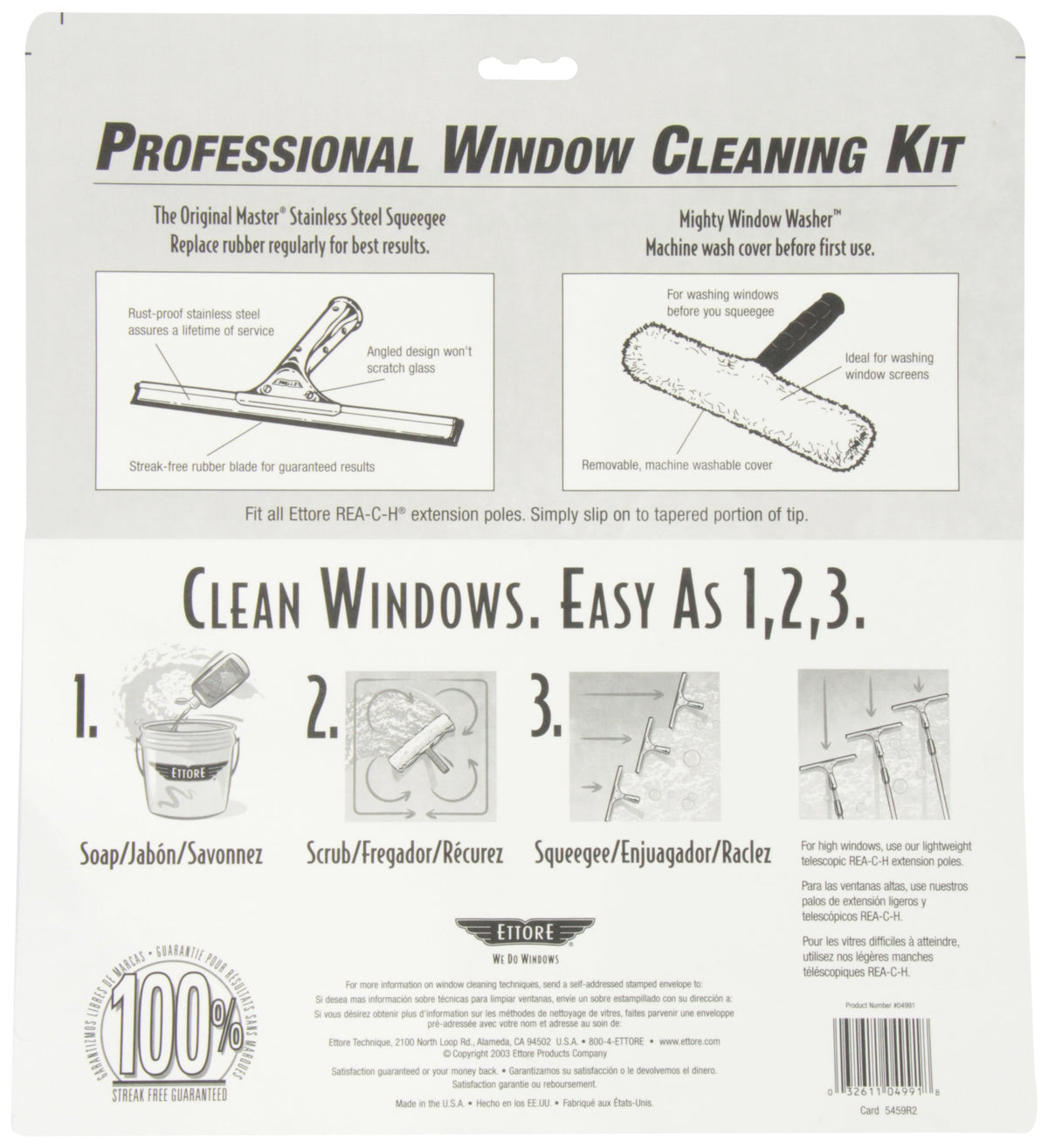 Products 2-Step Squeegee Scrubber Combo Blue 12 In by Ettore – 12 In, Microfiber, Blue, Model 04991