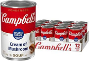 Campbell's Condensed 25% Less Sodium Cream of Mushroom Soup, 10.5 oz Can (12 Pack)